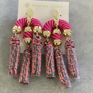 Kendra Scott Maxie Statement Tassel Drop Earrings in Pink Mix 14 kt Gold-Plated.